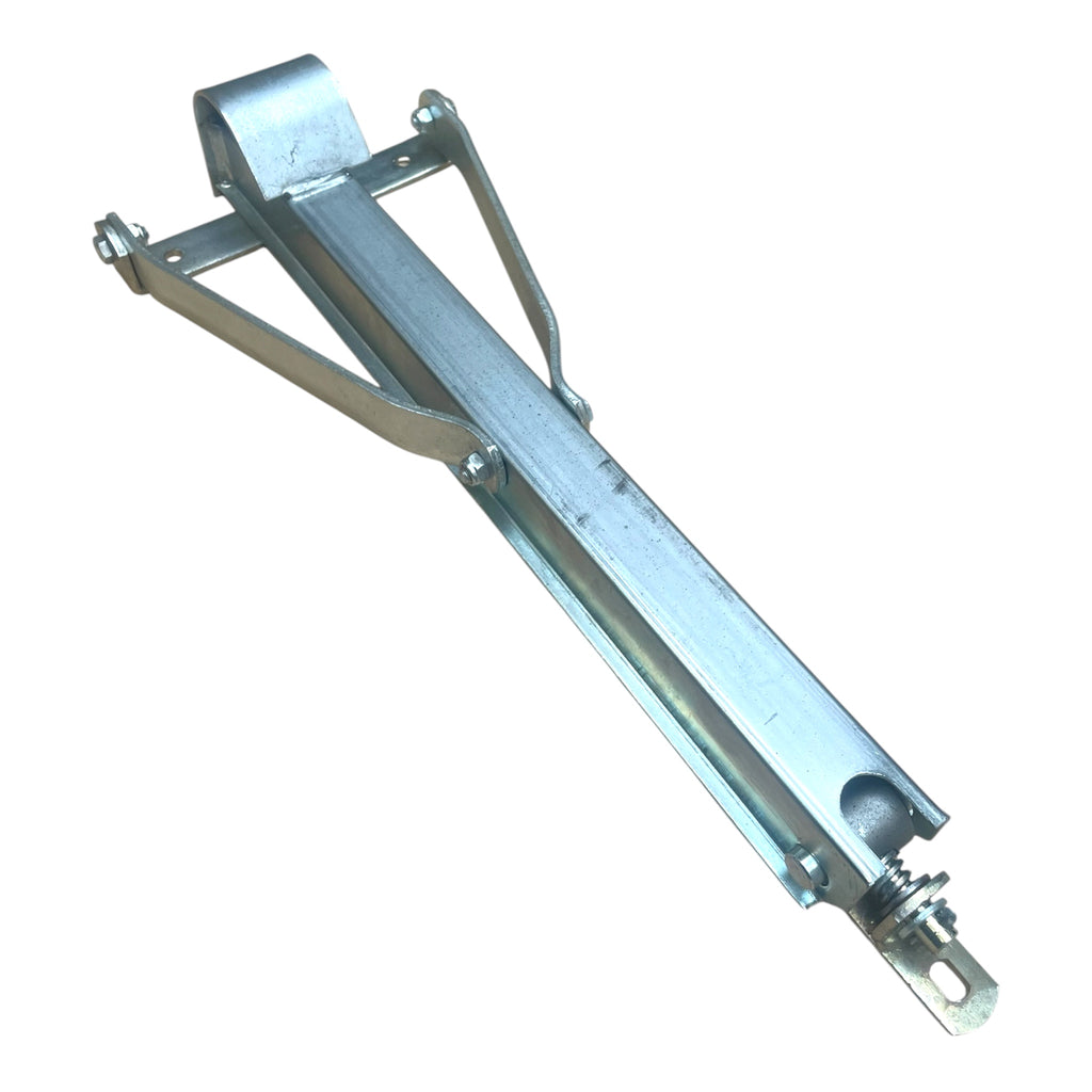 Anhänger- & Wohnwagen-Stützfuß Ausdrehstütze, verzinkt, max. Stützhöhe 44cm, Dreieck-Halterung mit 3 Bohrungen, Ausdrehen mit 6-Kant