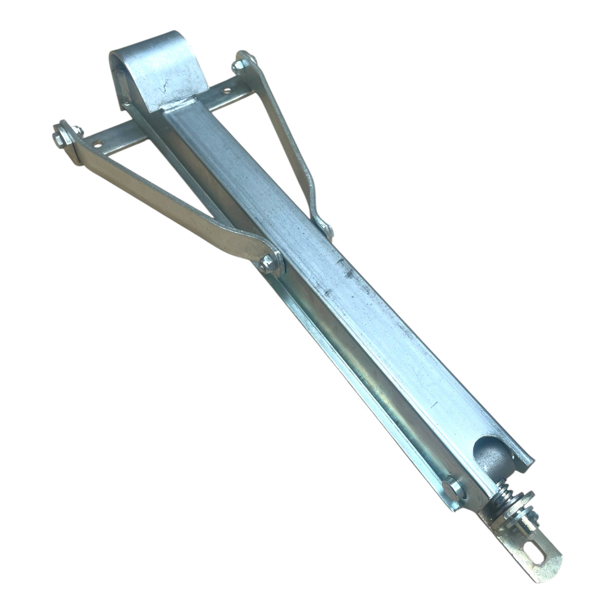 Anhänger- & Wohnwagen-Stützfuß Ausdrehstütze, verzinkt, max. Stützhöhe 44cm, Dreieck-Halterung mit 3 Bohrungen, Ausdrehen mit 6-Kant