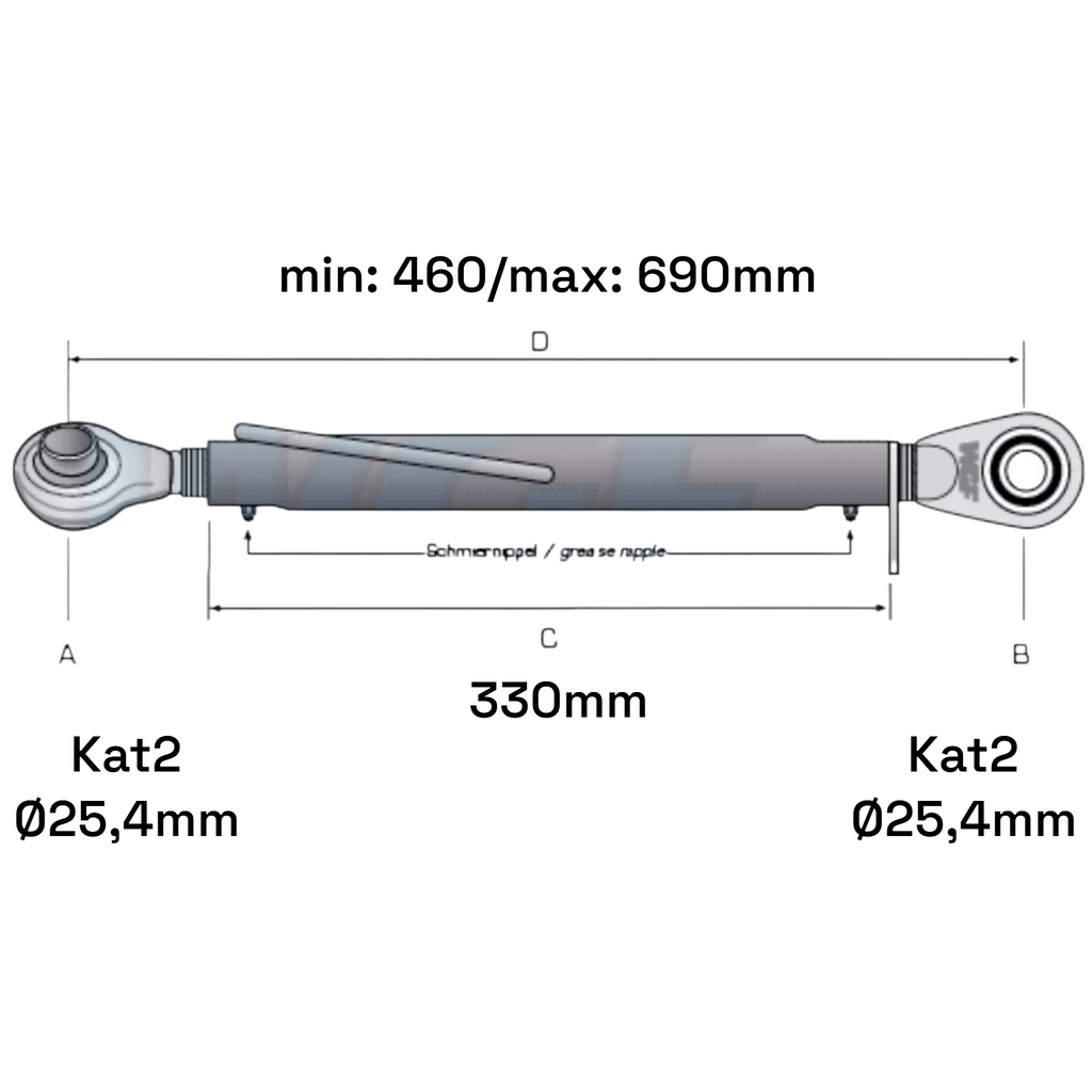 Oberlenker Kat 2-2 (24 To.) M30x3,5 / 460-690mm