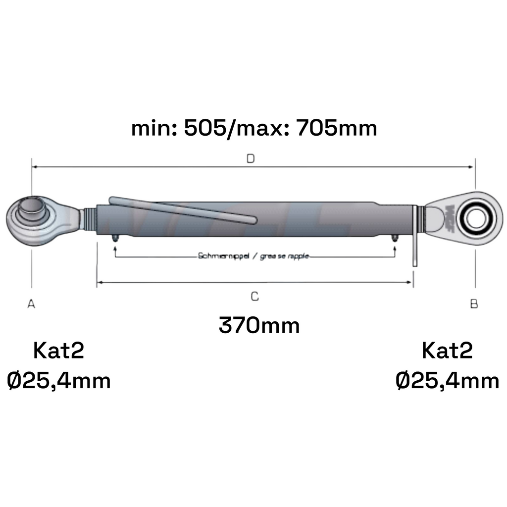 Oberlenker Kat 2-2 (24 To.) M30x3,5 / 505-705mm