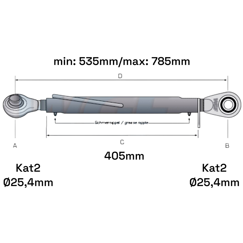Oberlenker Kat 2-2 (24 To.) M30x3,5 / 535-785mm