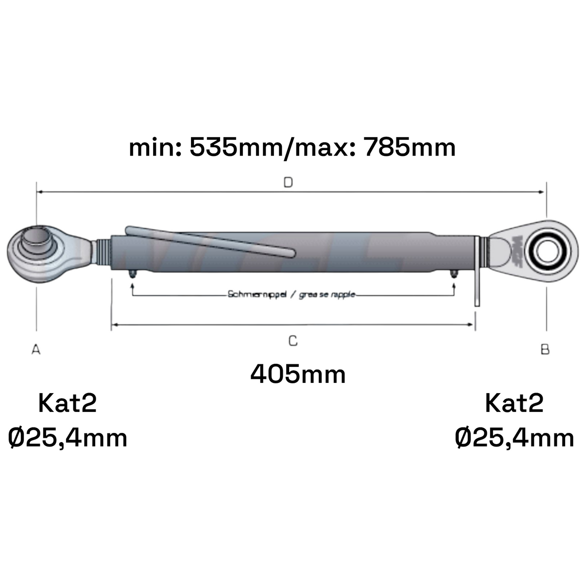 Oberlenker Kat 2-2 (24 To.) M30x3,5 / 535-785mm