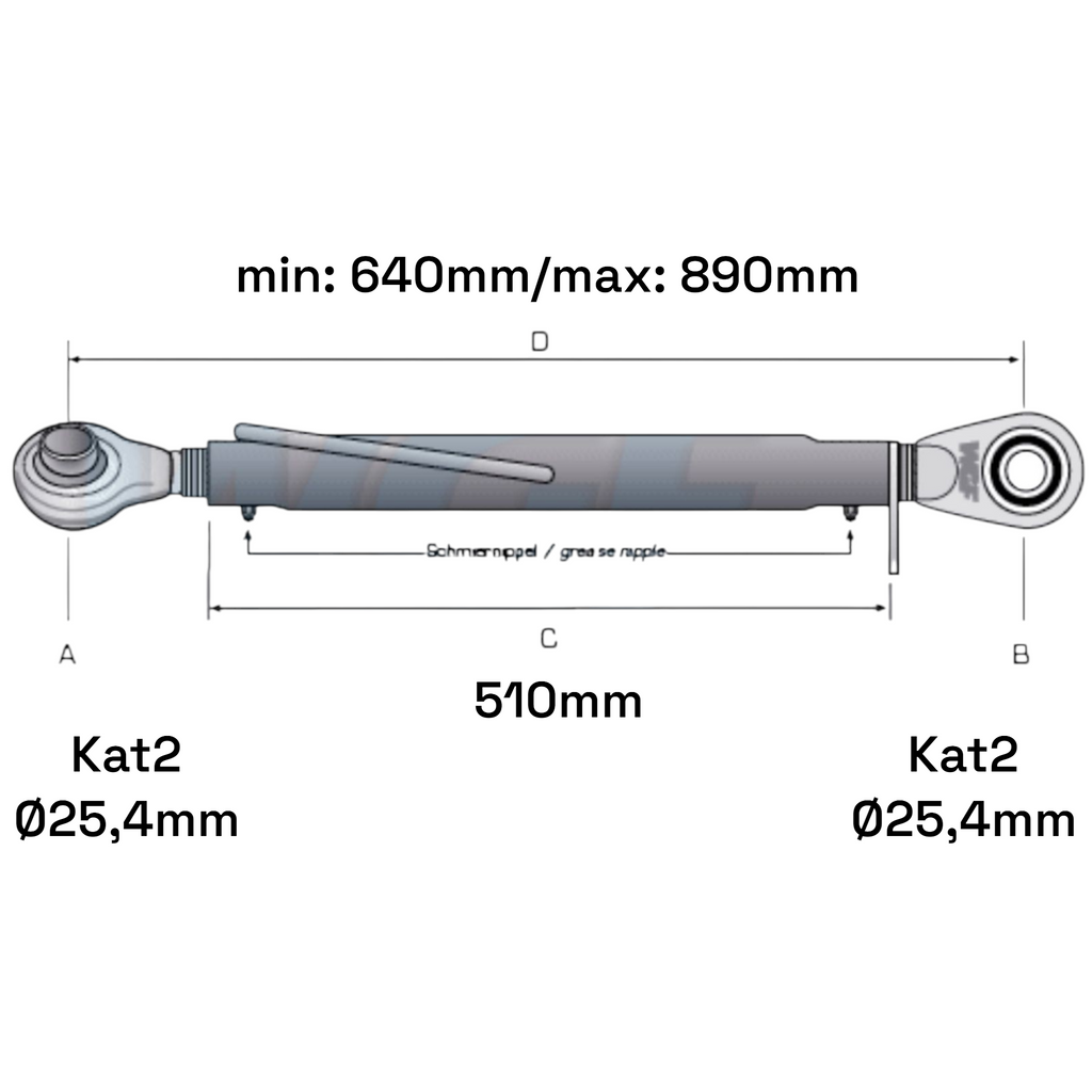 Oberlenker Kat 2-2 (24 To.) M30x3,5 / 640-890mm