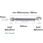 Fanghaken Oberlenker Gabelkopf  Kat 2-2 für Fendt M30x3,5mm / 550-790mm (24 To.)