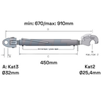Fanghaken Oberlenker Gabelkopf  Kat 3-2 M30x3,5mm / 670-910mm (24 To.)