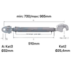 Fanghaken Oberlenker Gabelkopf  Kat 3-2 M30x3,5mm / 730-965mm (24 To.)