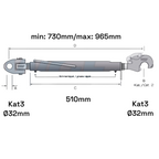 Fanghaken Oberlenker Gabelkopf  Kat 3-3 M30x3,5mm / 730-965mm (24 To.)