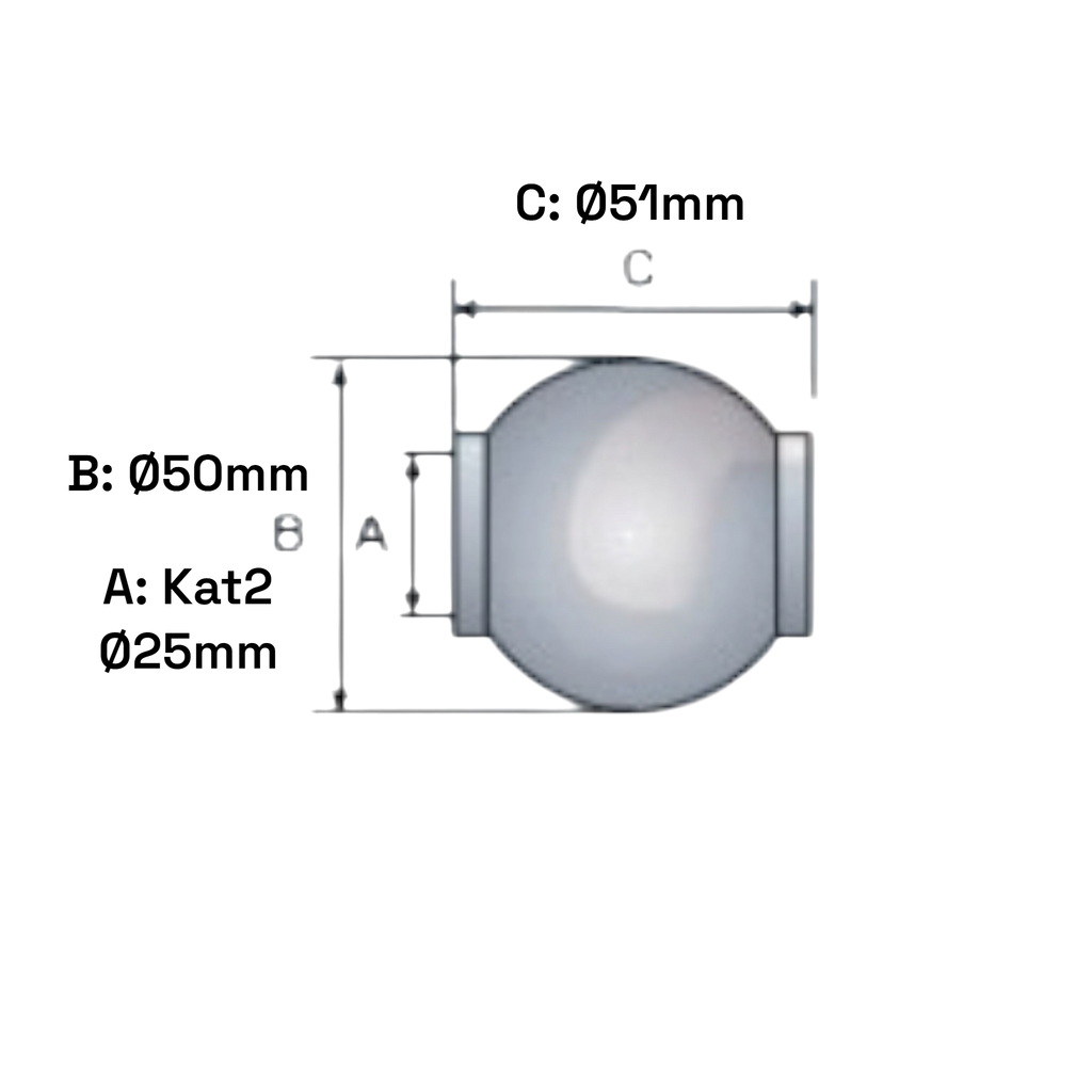 Oberlenkerkugel Kat 2-2 / 25-50mm gehärtet verzinkt
