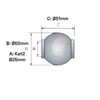 Oberlenkerkugel Kat 2-2 / 25-50mm gehärtet verzinkt