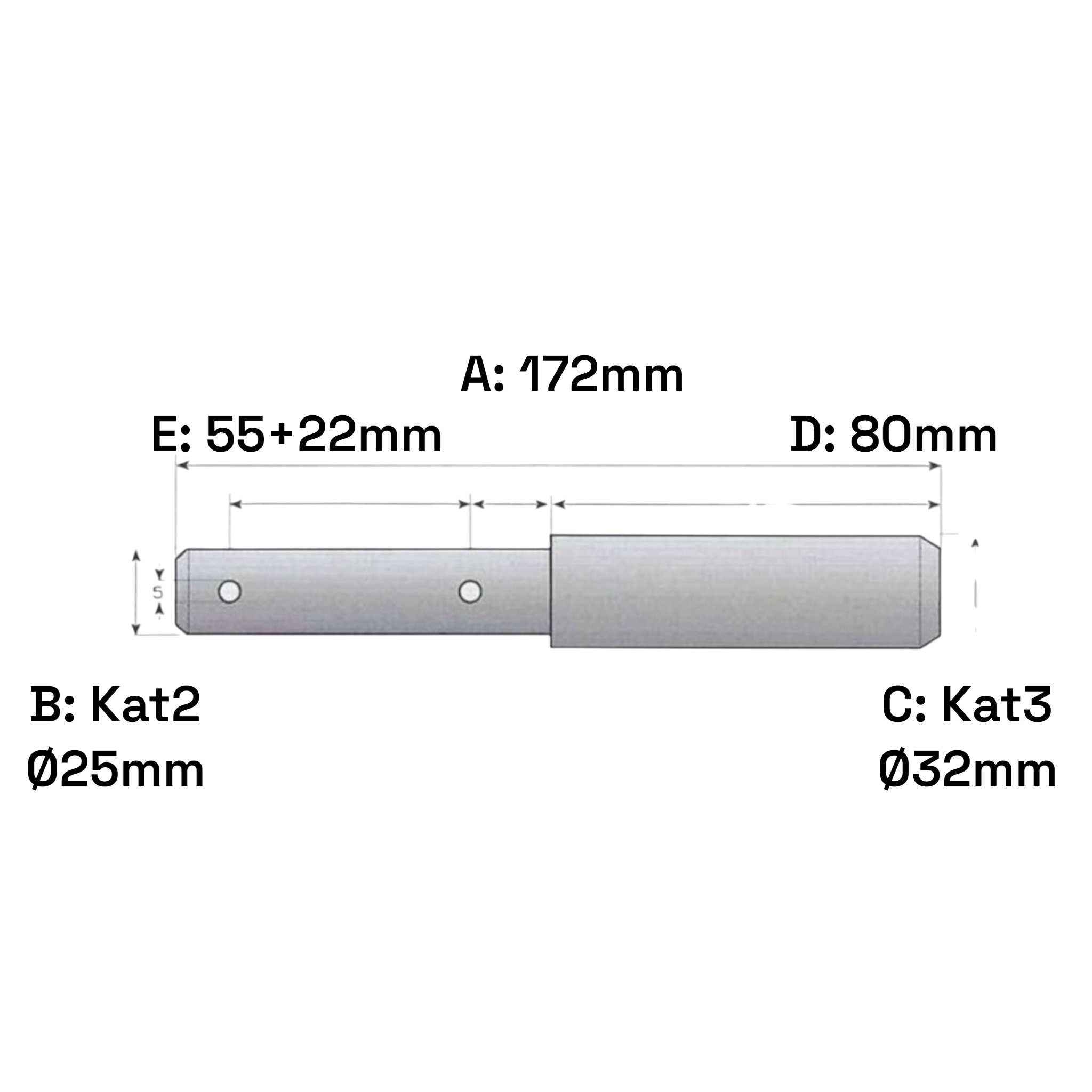 Oberlenker Stufenbolzen Kat 2-3 / 172mm Sicherungsbolzen