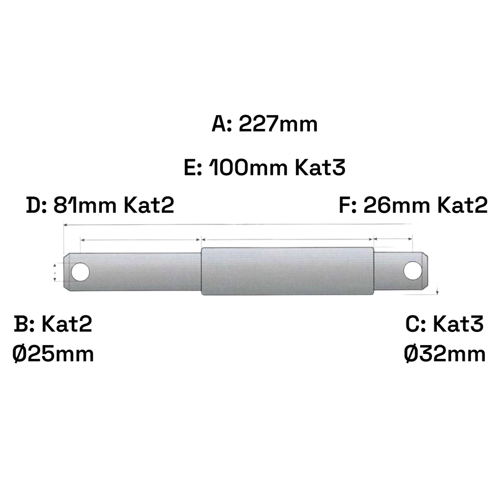 Oberlenker Doppel-Stufenbolzen Kat 2-3 / 227mm Sicherungsbolzen