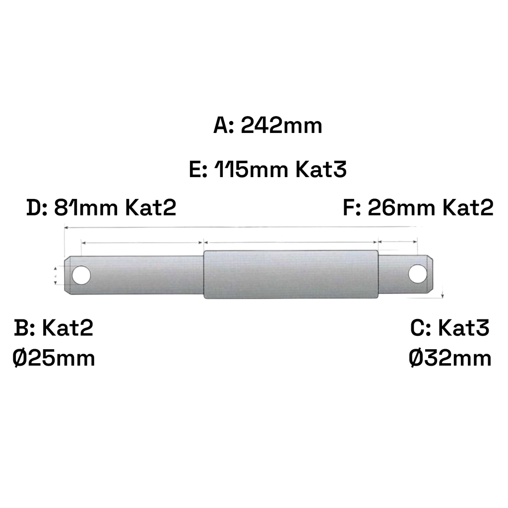 Oberlenker Doppel-Stufenbolzen Kat 2-3 / 242mm Sicherungsbolzen