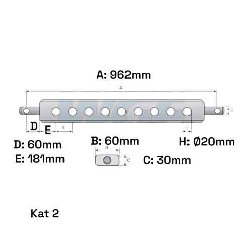 Ackerschiene Kat 2 962mm mit 7 Löchern Ø 25