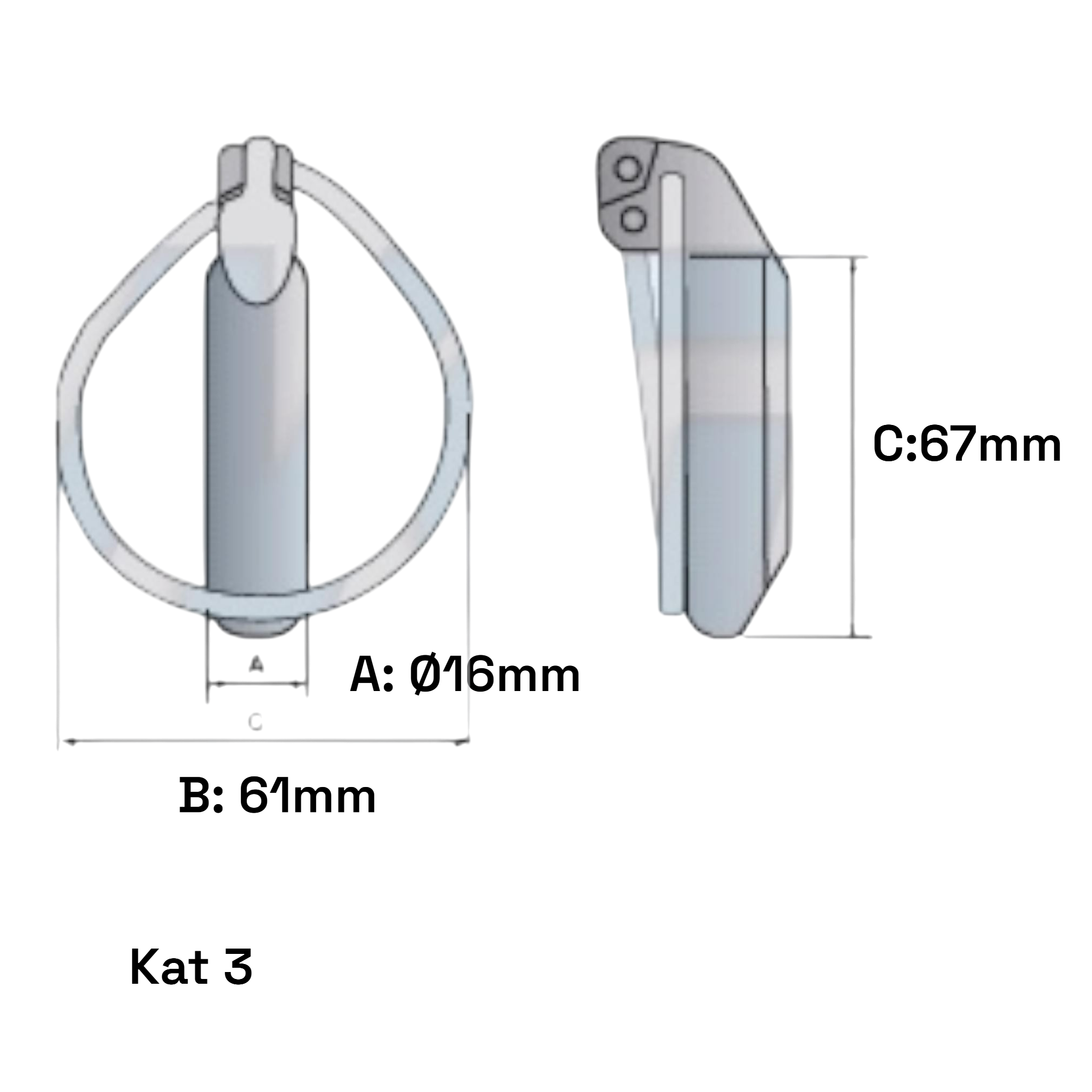 Klappstecker Unterlenker Kat 3 16x61mm Spezial Splint