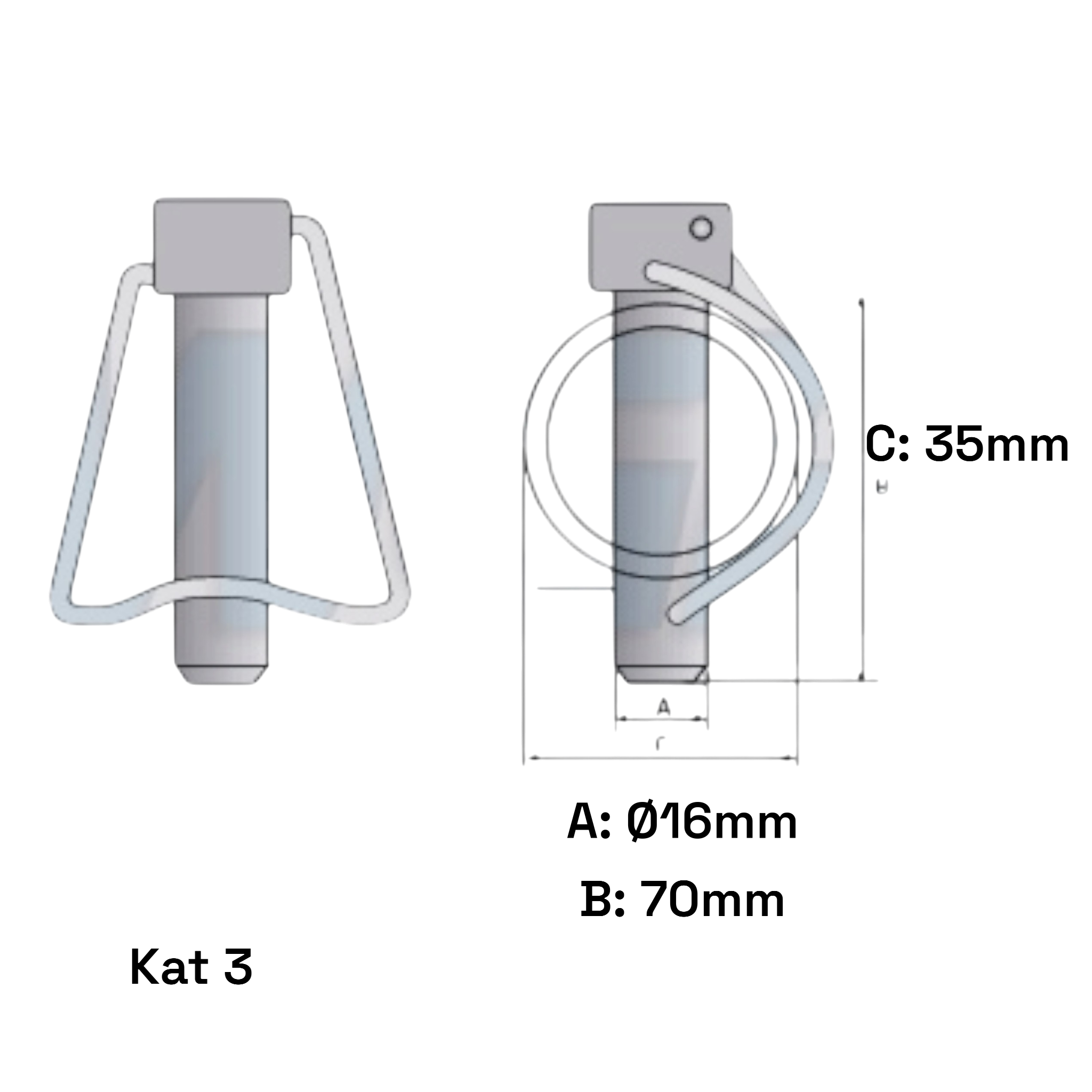 Rohrklappstecker BIG 16mm für Unterlenker Stabilisatoren