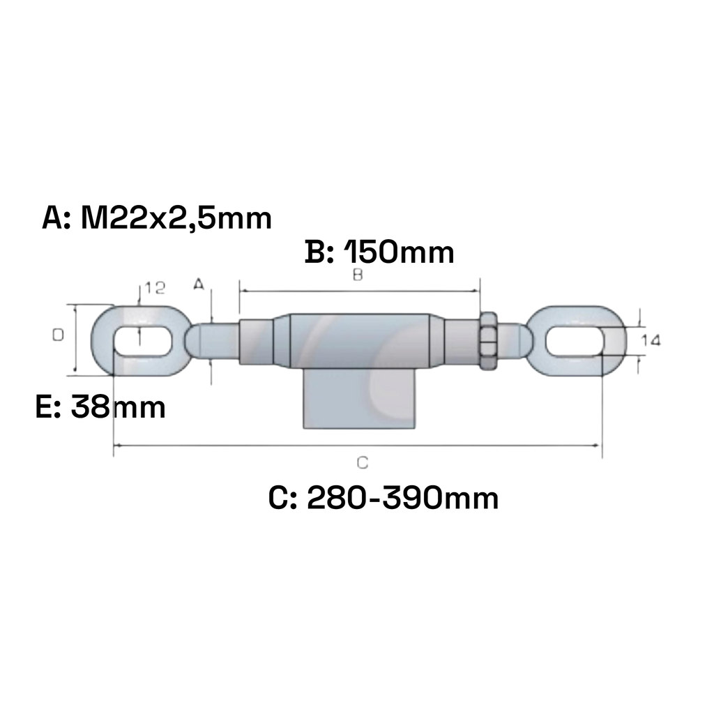 Spannschloß für Unterlenker verzinkt M22x2,5mm