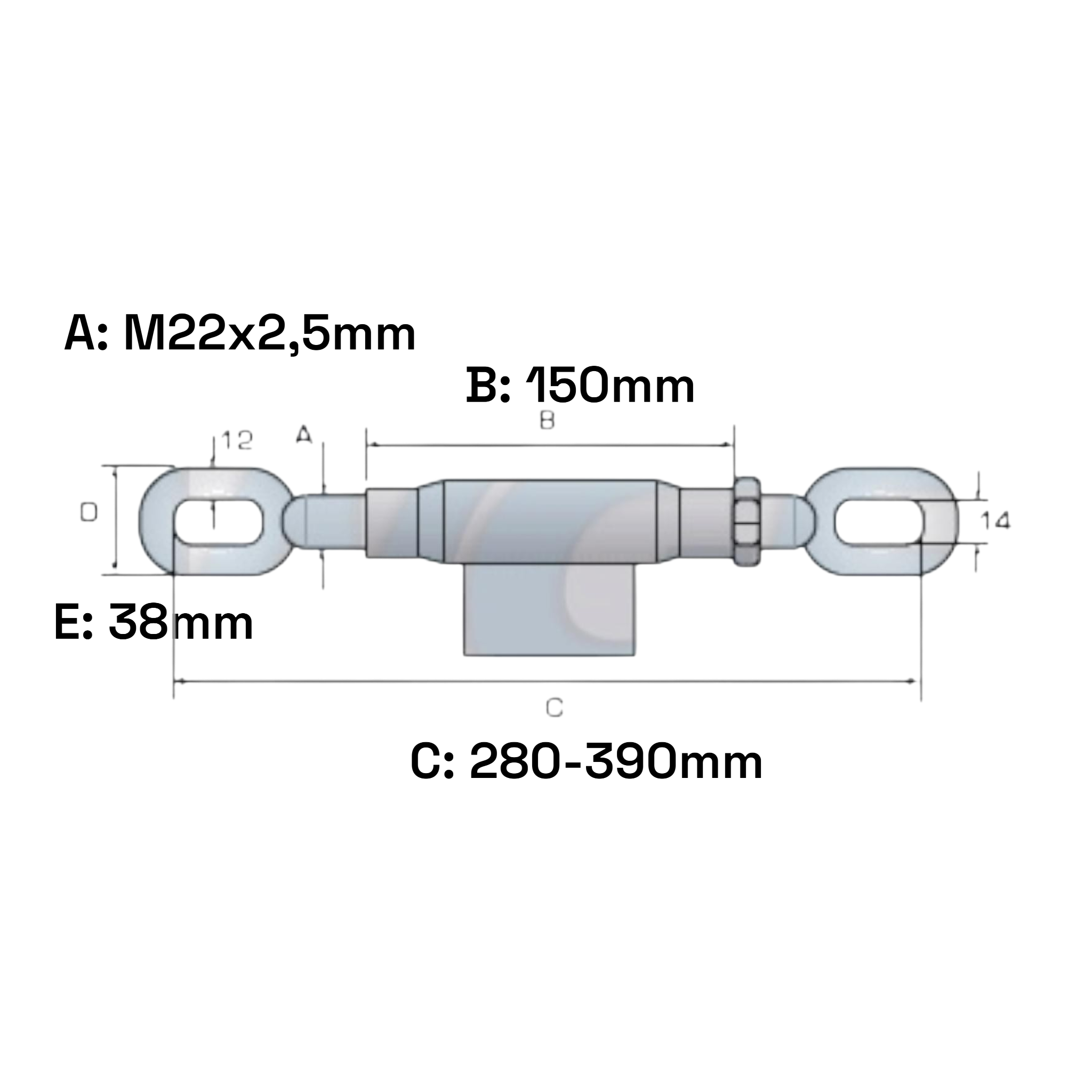 Spannschloß für Unterlenker verzinkt M22x2,5mm