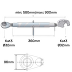 Oberlenker mit Fanghaken Kat 3-3 Extra Schwer M36x3 / 580-900mm
