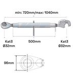 Oberlenker mit Fanghaken Kat 3-3 Extra Schwer M40x3 / 720-1040mm