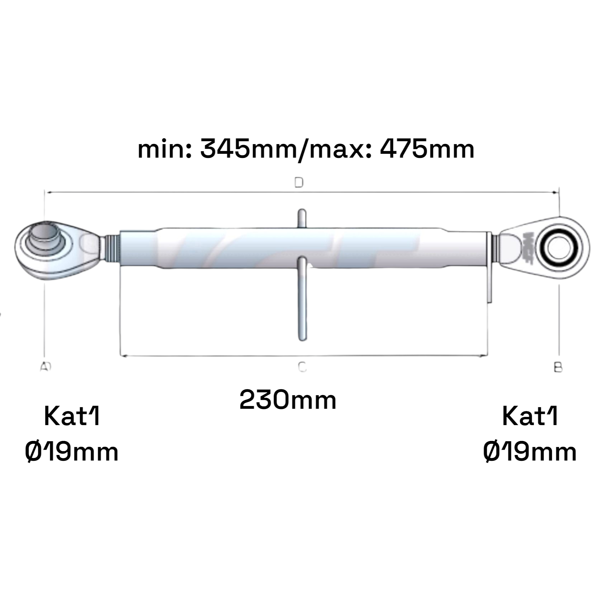 Oberlenker Kat 1-1 M30x3,5 / 345-475mm