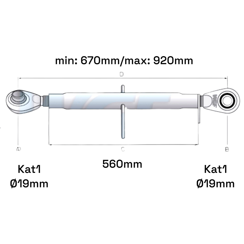 Oberlenker Kat 1-1 M30x3,5 / 670-920mm
