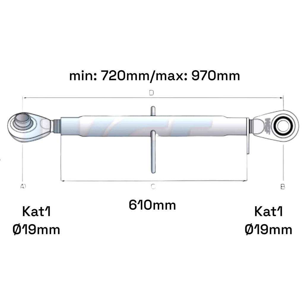 Oberlenker Kat 1-1 M30x3,5 / 720-970mm