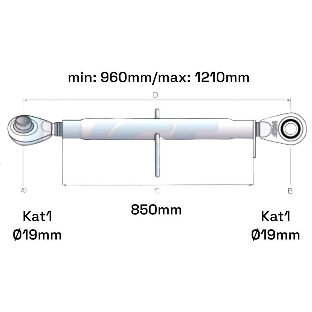 Oberlenker Kat 1-1 M30x3,5 / 960-1210mm
