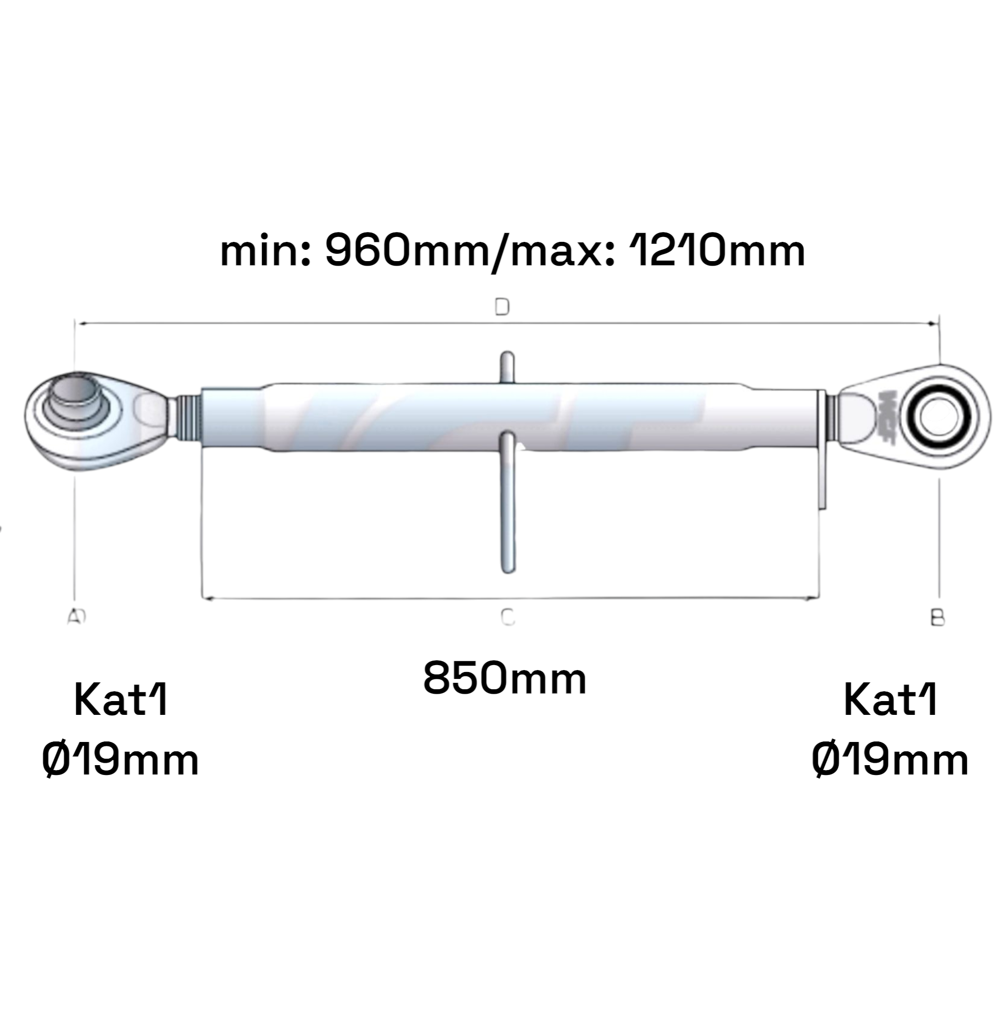 Oberlenker Kat 1-1 M30x3,5 / 960-1210mm