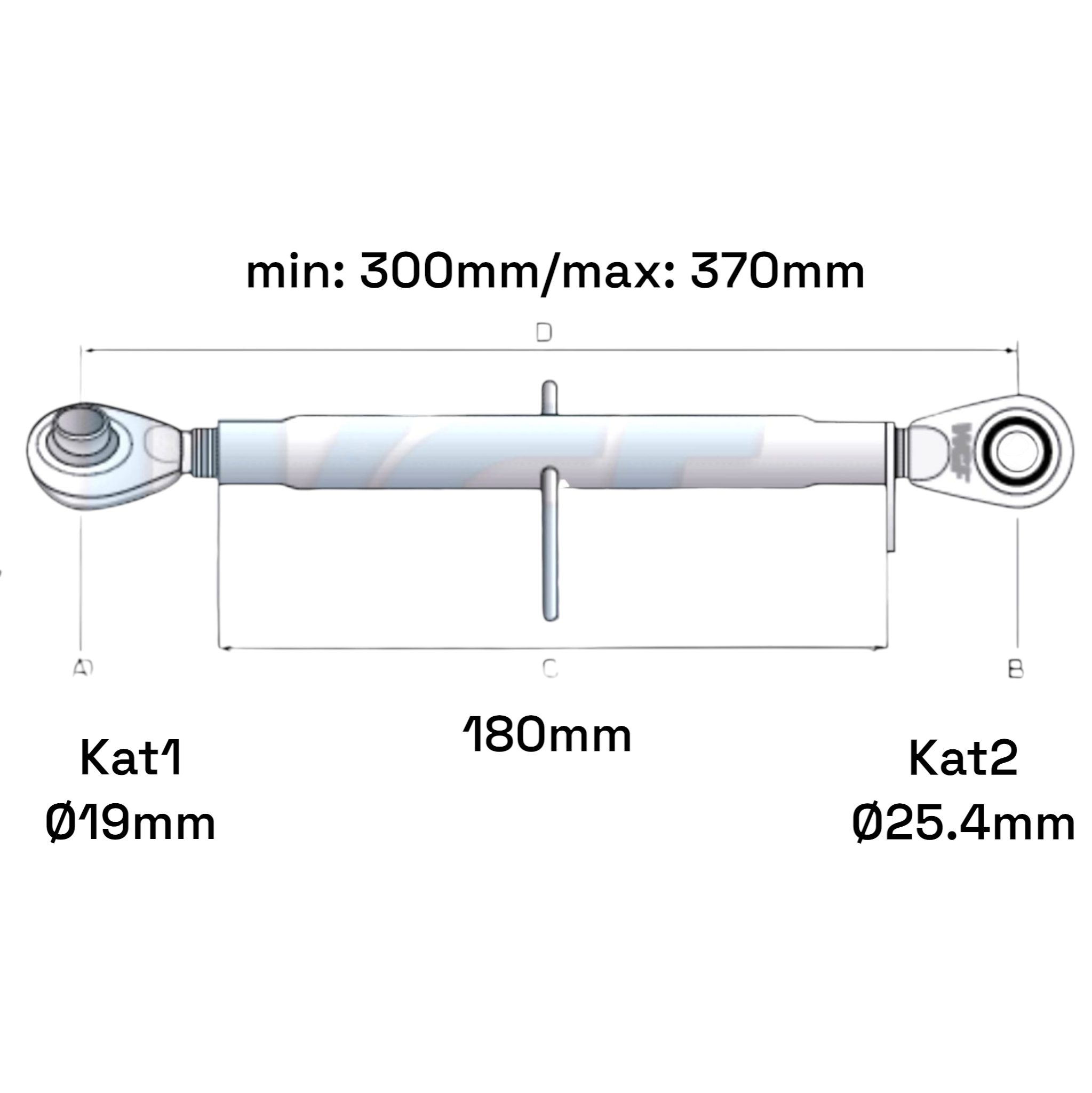 Oberlenker Kat 1-2 M30x3,5 / 300-370mm