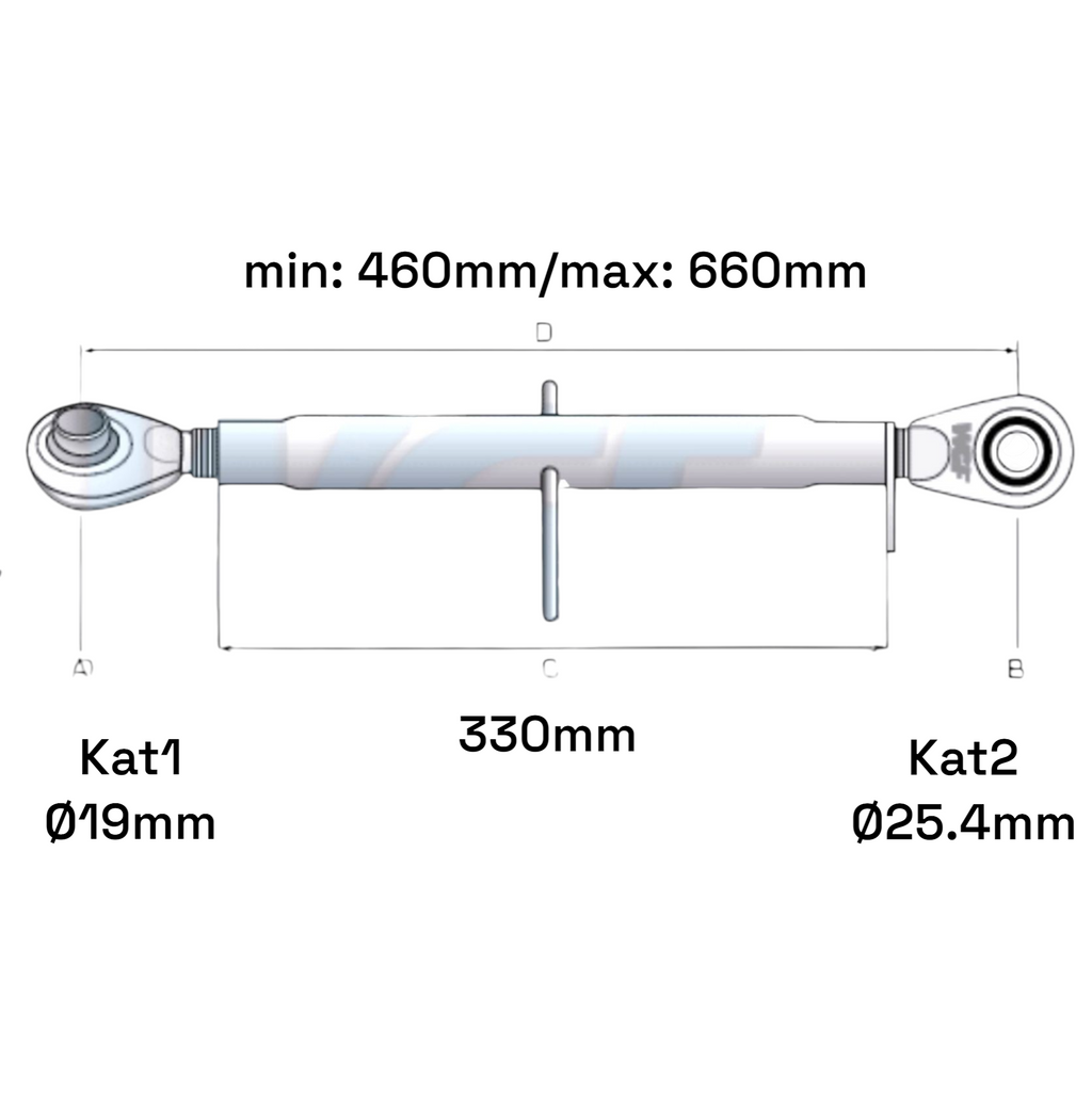 Oberlenker Kat 1-2 M30x3,5 / 460-660mm