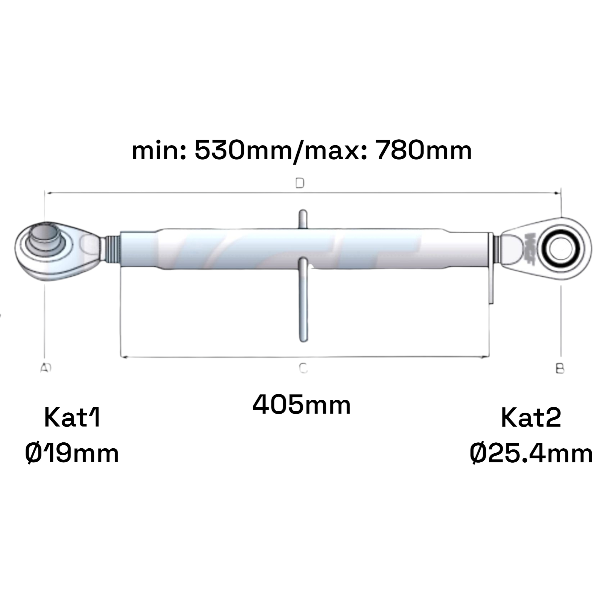 Oberlenker Kat 1-2 M30x3,5 / 530-780mm