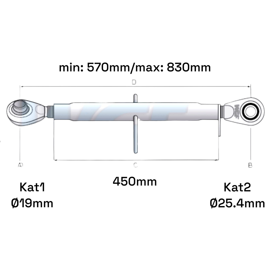 Oberlenker Kat 1-2 M30x3,5 / 570-830mm