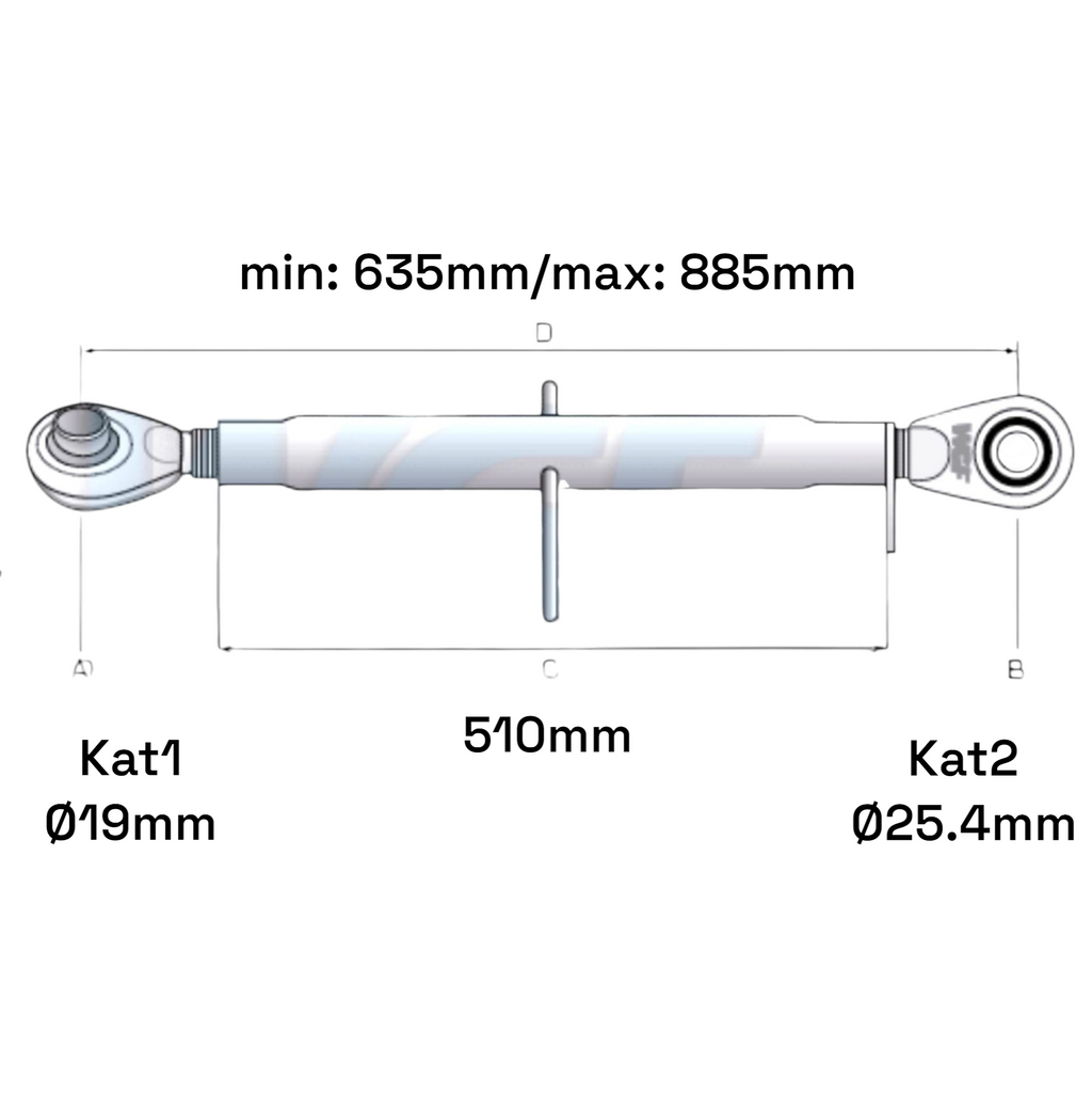 Oberlenker Kat 1-2 M30x3,5 / 635-885mm