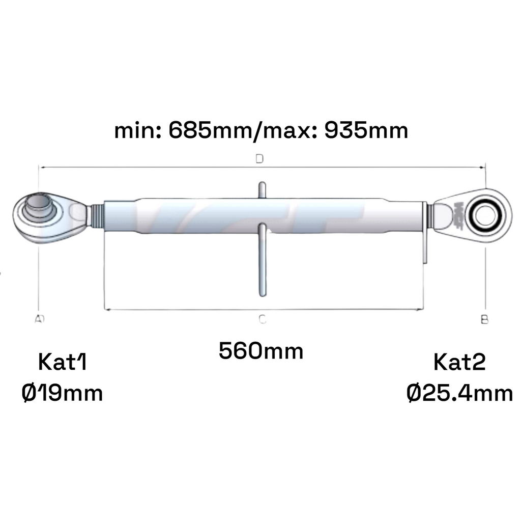 Oberlenker Kat 1-2 M30x3,5 / 685-935mm