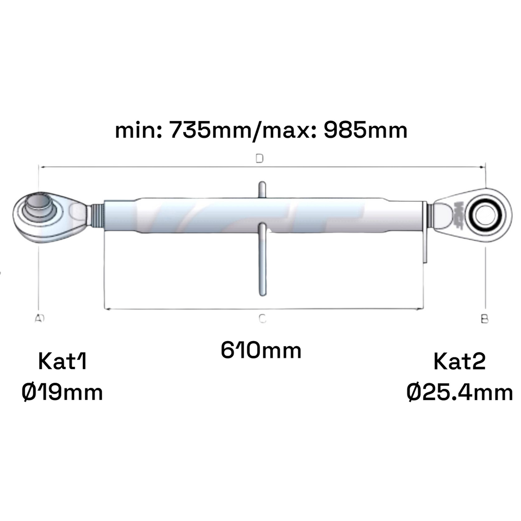 Oberlenker Kat 1-2 M30x3,5 / 735-985mm