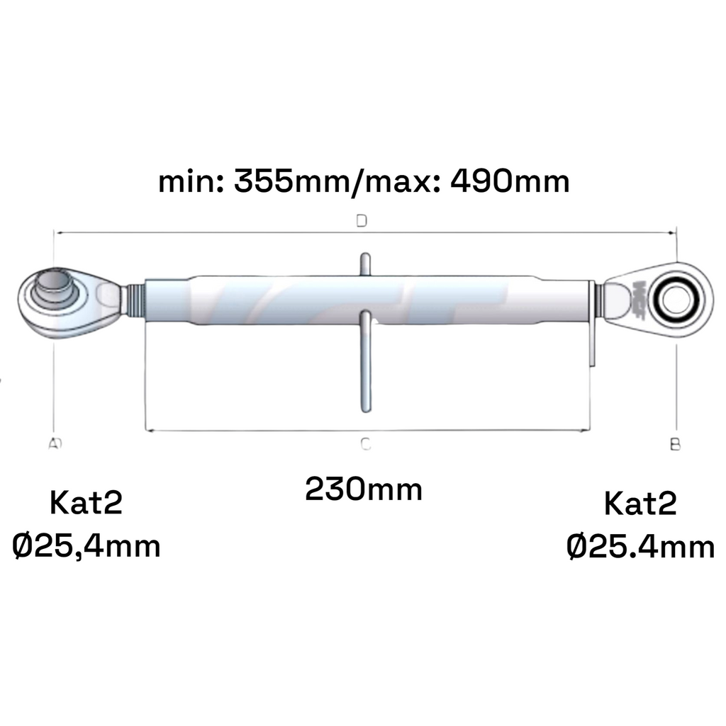 Oberlenker Kat 2-2 M30x3,5 / 355-490mm