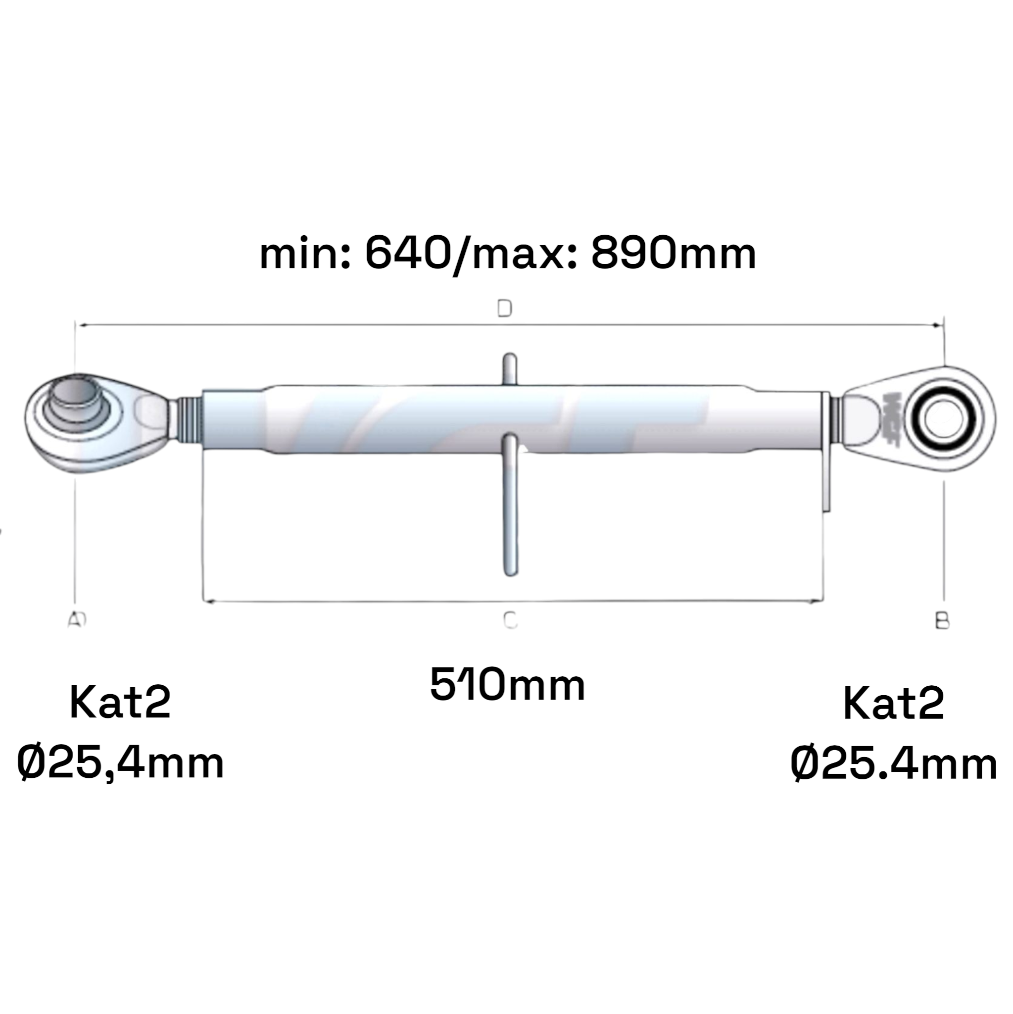Oberlenker Kat 2-2 M30x3,5 / 640-890mm