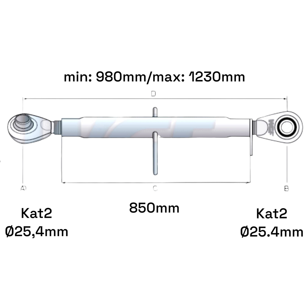 Oberlenker Kat 2-2 M30x3,5 / 980-1230mm