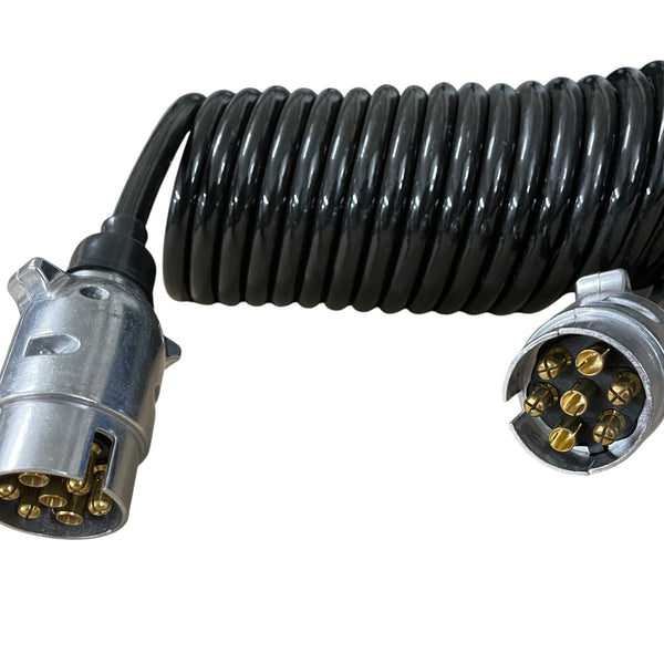 Spiralverbindungs- & Verlängerungskabel, 7-polig, Metallstecker, 12V, für Anhänger