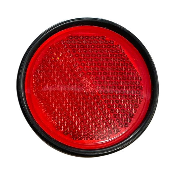 Rückstrahler rund, Ø 90mm, rot, mit Kunststofffassung und Befestigungsschraube