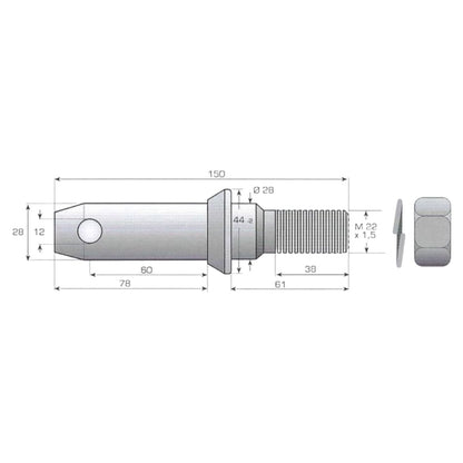 Unterlenker-Gerätebolzen - verzinkt