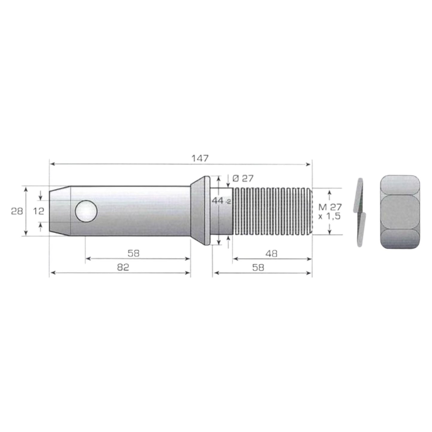 Unterlenker-Gerätebolzen - verzinkt