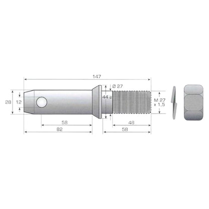 Unterlenker-Gerätebolzen - verzinkt
