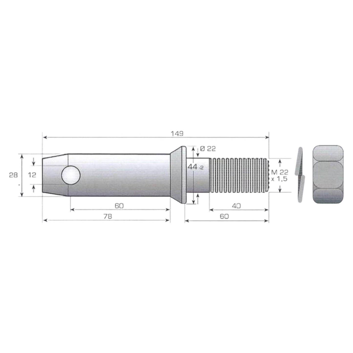 Unterlenker-Gerätebolzen - verzinkt