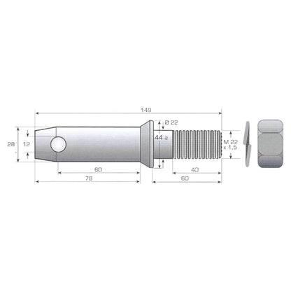 Unterlenker-Gerätebolzen - verzinkt