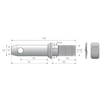 Unterlenker-Gerätebolzen - verzinkt