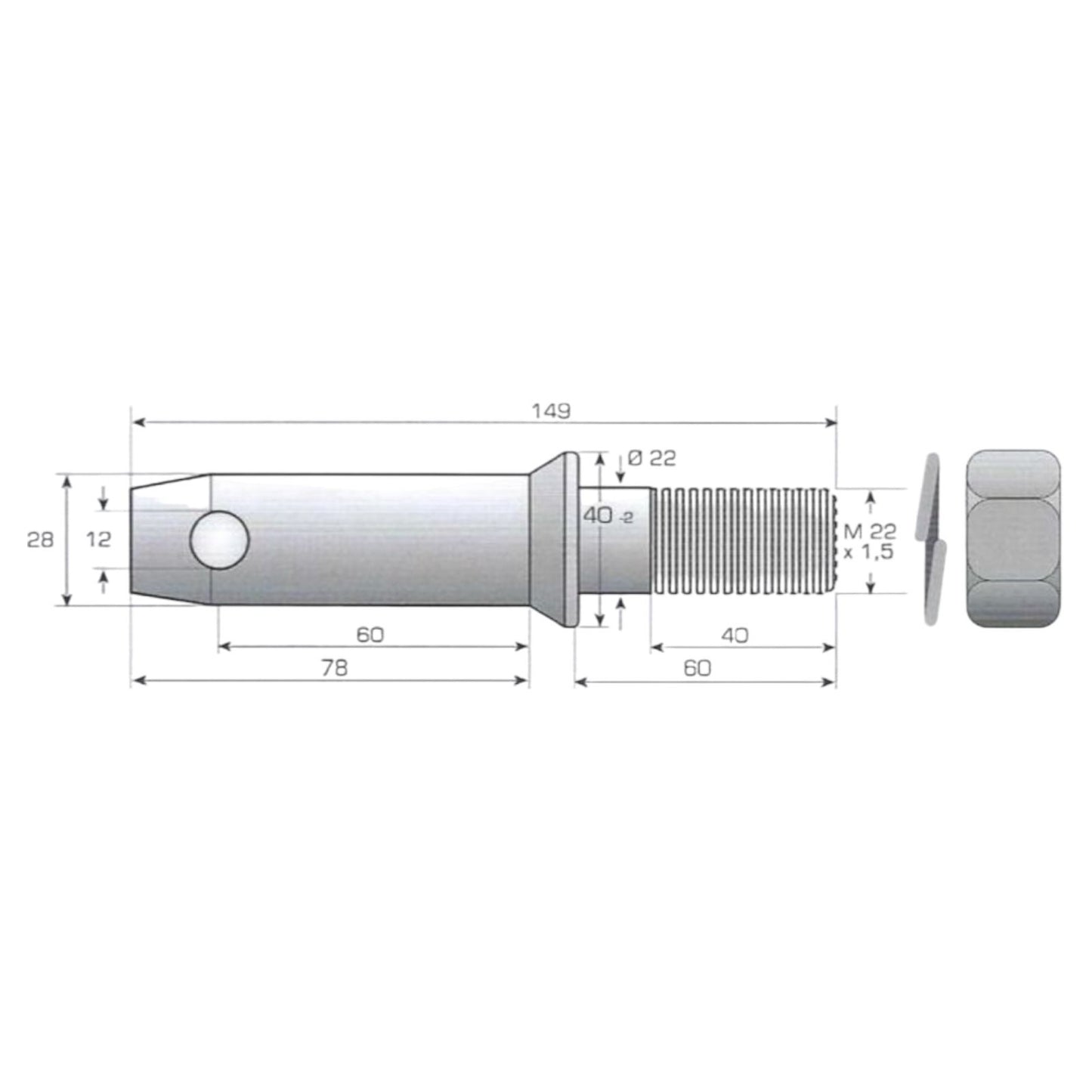 Unterlenker-Gerätebolzen - verzinkt