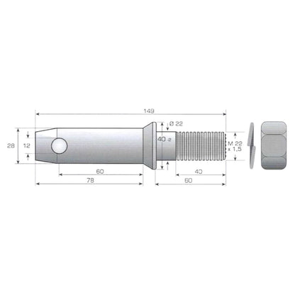 Unterlenker-Gerätebolzen - verzinkt