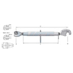 Oberlenker mit Fanghaken Kat 2-3 Extra Schwer M36x3 / 580-900mm