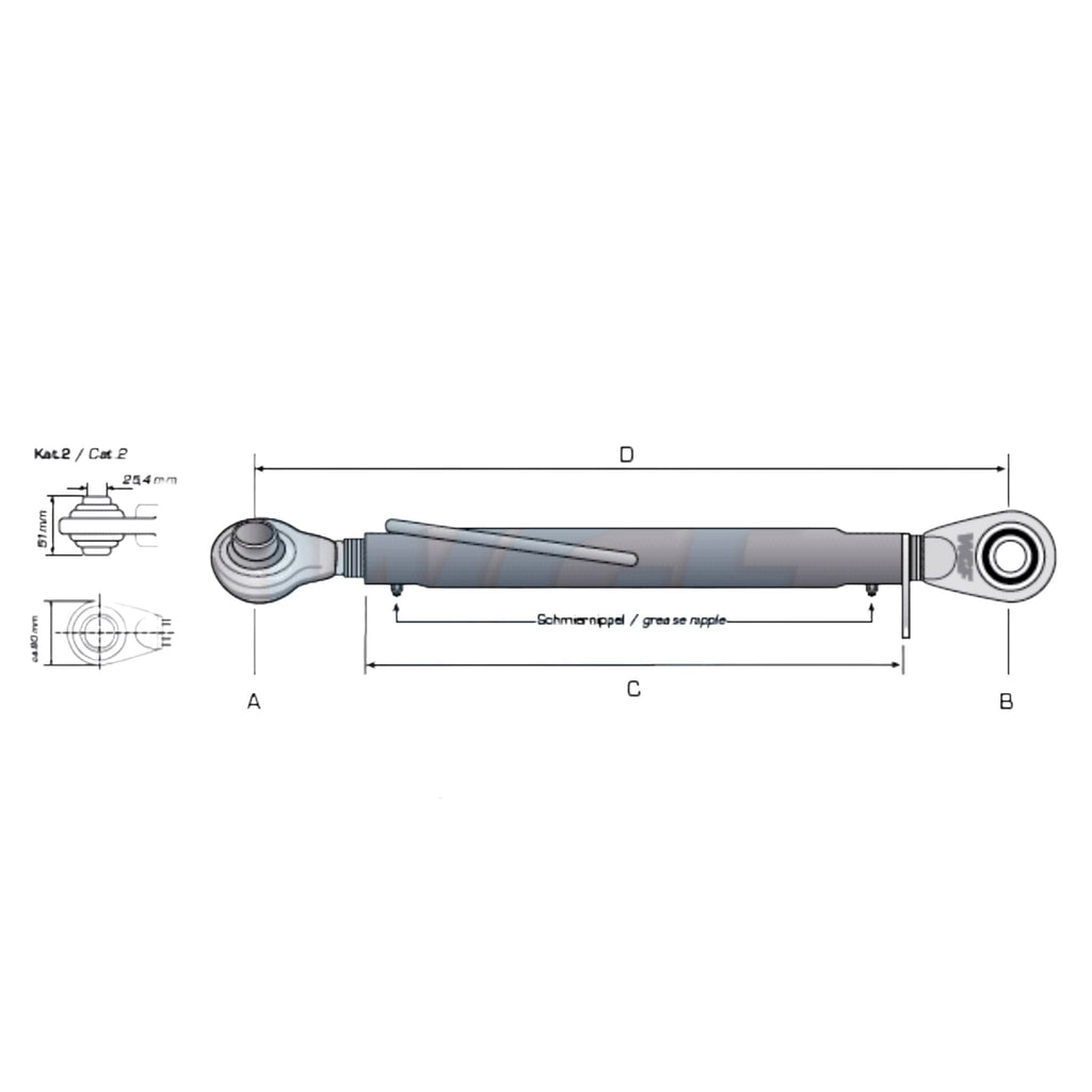 Oberlenker Kat 2-2 (24 To.) M30x3,5 / 460-690mm